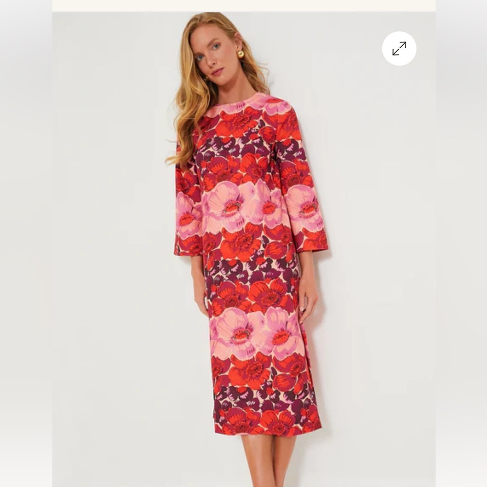 Tuckernuck Red and Pink Floral Midi Dress